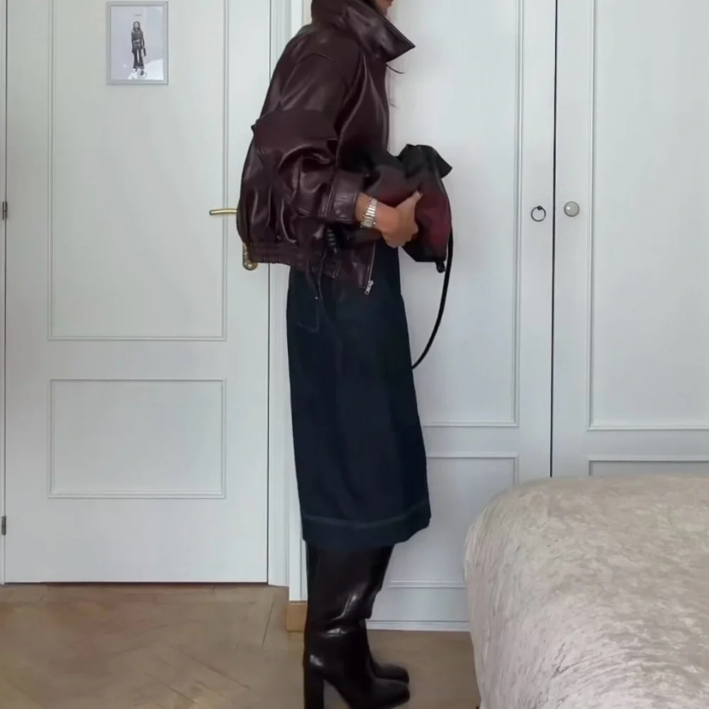 ZARA Dark Indigo Wide-Leg Culotte Pants - Picture 4 of 10